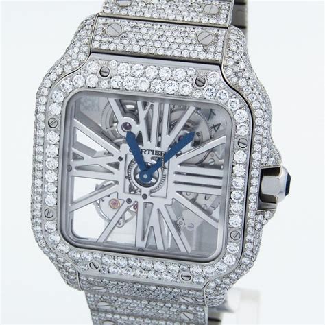 Cartier santos skeleton iced out